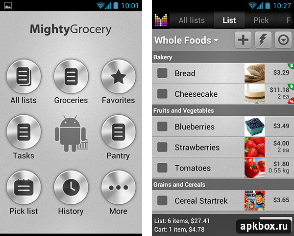 Mighty Grocery. Удобный список покупок для Android