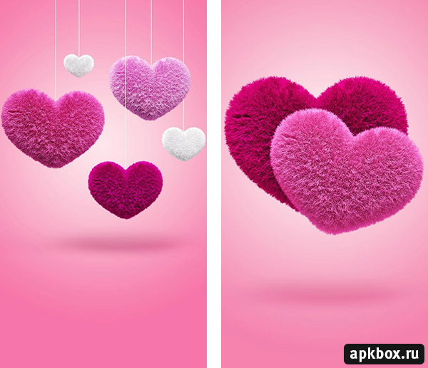 Fluffy Hearts. Живые обои с пушистыми сердечками ко Дню Святого Валентина
