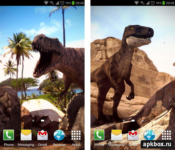 Dinosaurs 3D. Живые обои для Андроид с динозаврами