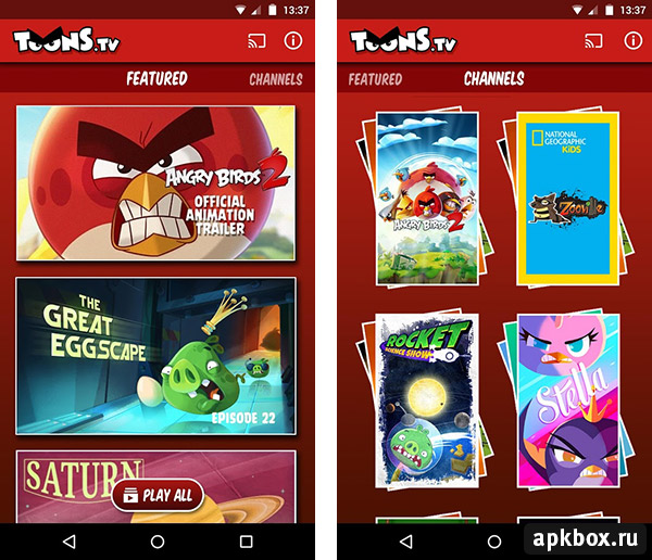 ToonsTV: Angry Birds video app. Мультфильмы со злыми птицами и свиньями