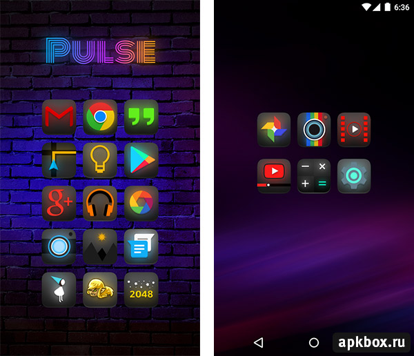 Pulse Icon Pack. Неоновые иконки на Android